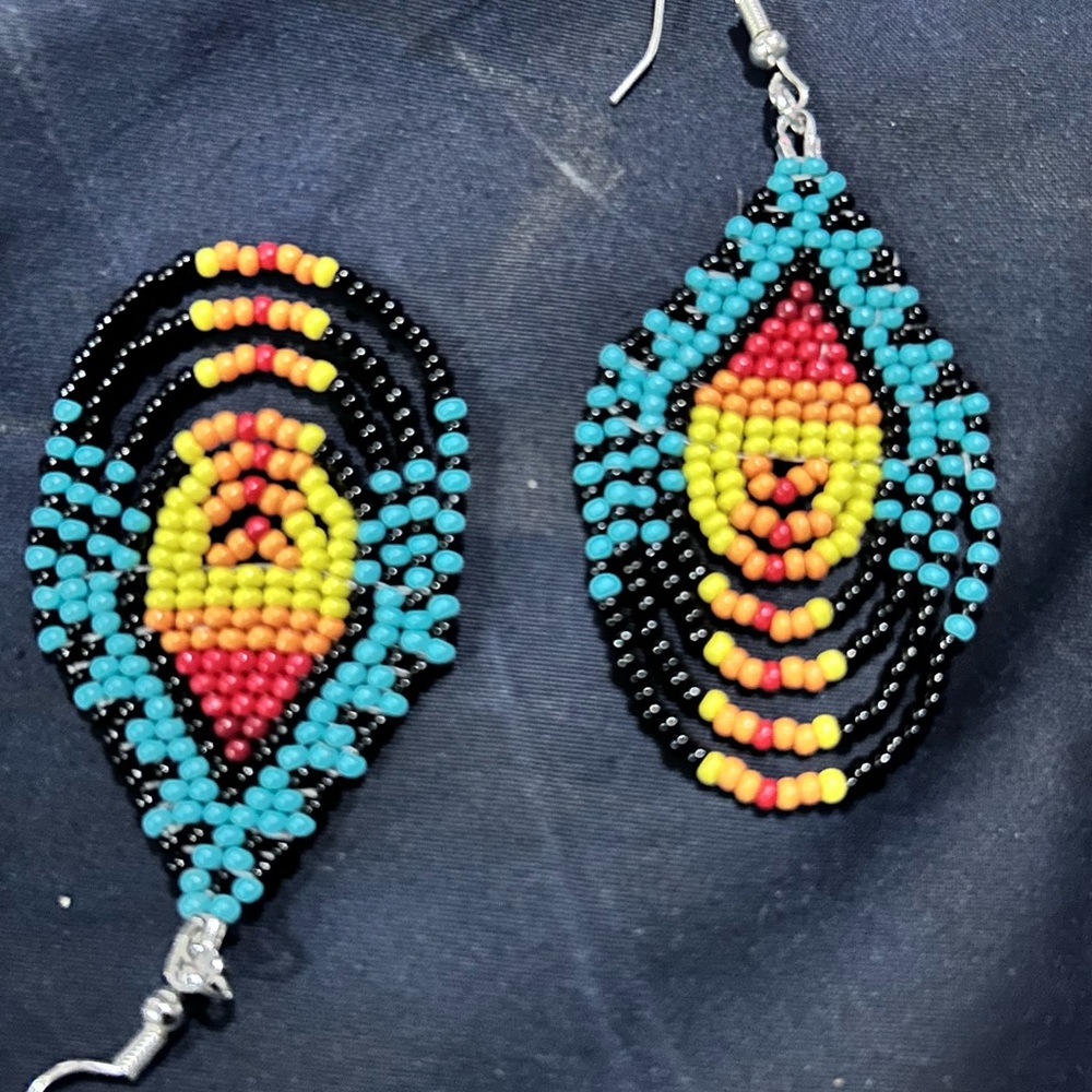 Colorful Beaded Earrings - Picture 2 of 3
